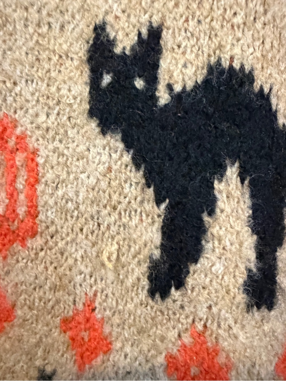 Vince Camuto Halloween Sweater XXL Cat Pumpkin Fair Isle Oatmeal Crewneck - Picture 3 of 3